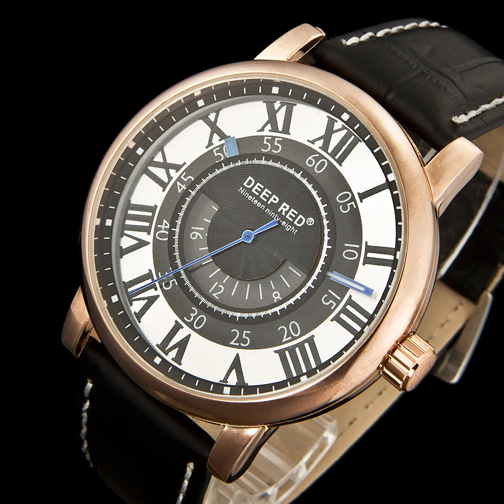 

DEEPRED Fashion Dress Gold Case Mens Japan Gold Quartz Movement Wrist Watch
