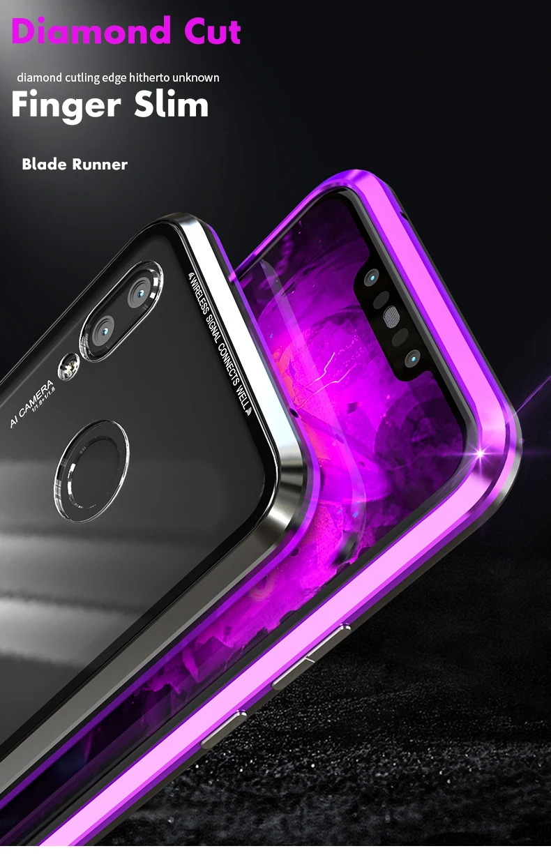 Роскошный магнитный Алюминиевый защитный чехол для huawei Nova 3 3i, металлический бампер, магниты, стеклянная крышка для huawei Nova 4 4e P20 lite P20pro
