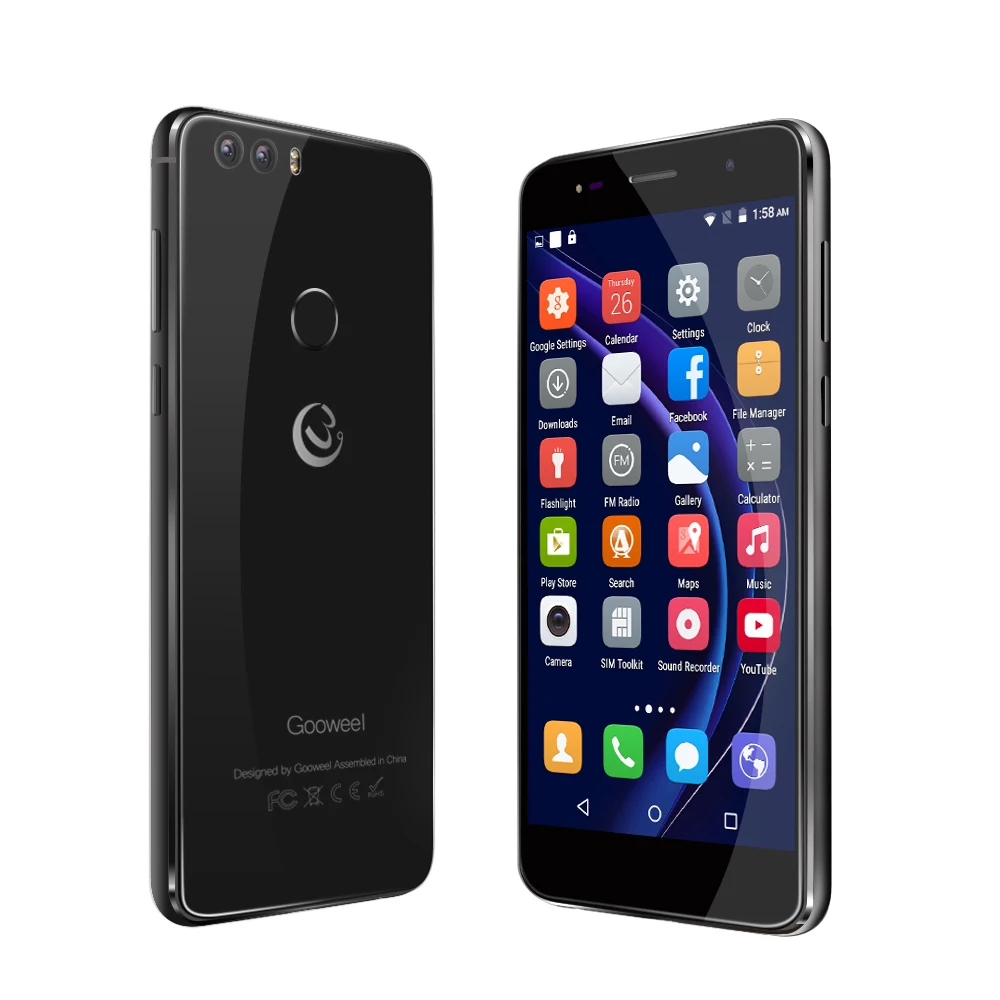 Free GIFT Gooweel M8 Cell phone Dual 2.5D Glass 5.5 inch HD IPS MTK6580 quad core Mobile Fingerprint ID13.0MP smartphone | Мобильные