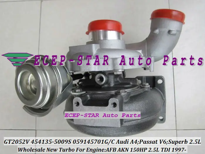 GT2052V 454135-5009S 454135 059145701G/C Турбокомпрессор для AUDI A4 SKODA Superb VW PASSAT V6 1997-AFB AKN 2.5L TDI 150HP |