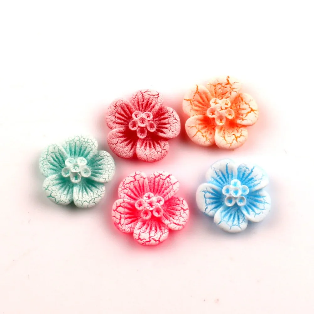 

100Pcs Mixed 17mm Resin Flower Decoration Crafts Beads Flatback Cabochon Scrapbooking For Embellishments Kawaii Diy Accessories