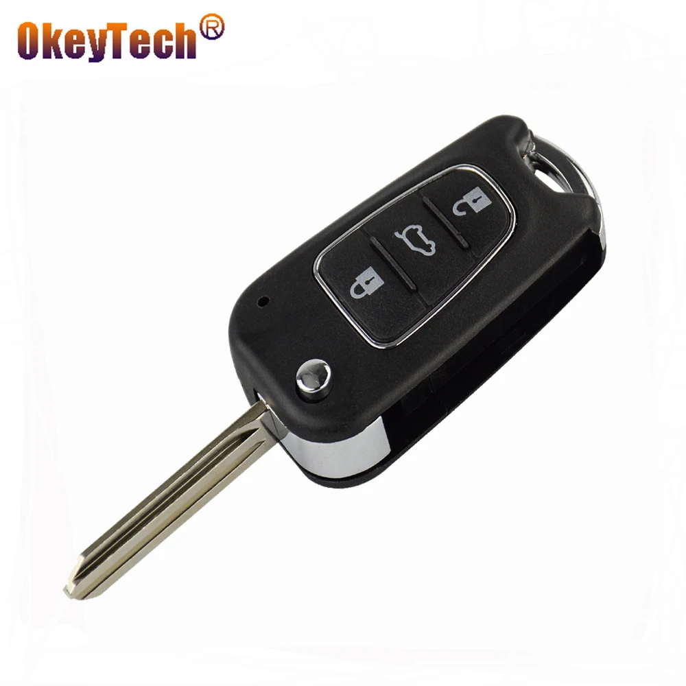 

OkeyTech 3 Buttons Flip Folding Remote Car Key Shell For Hyundai Avante I30 IX35 Kia K2 K5 Sorento Sportage Replacement Key Case