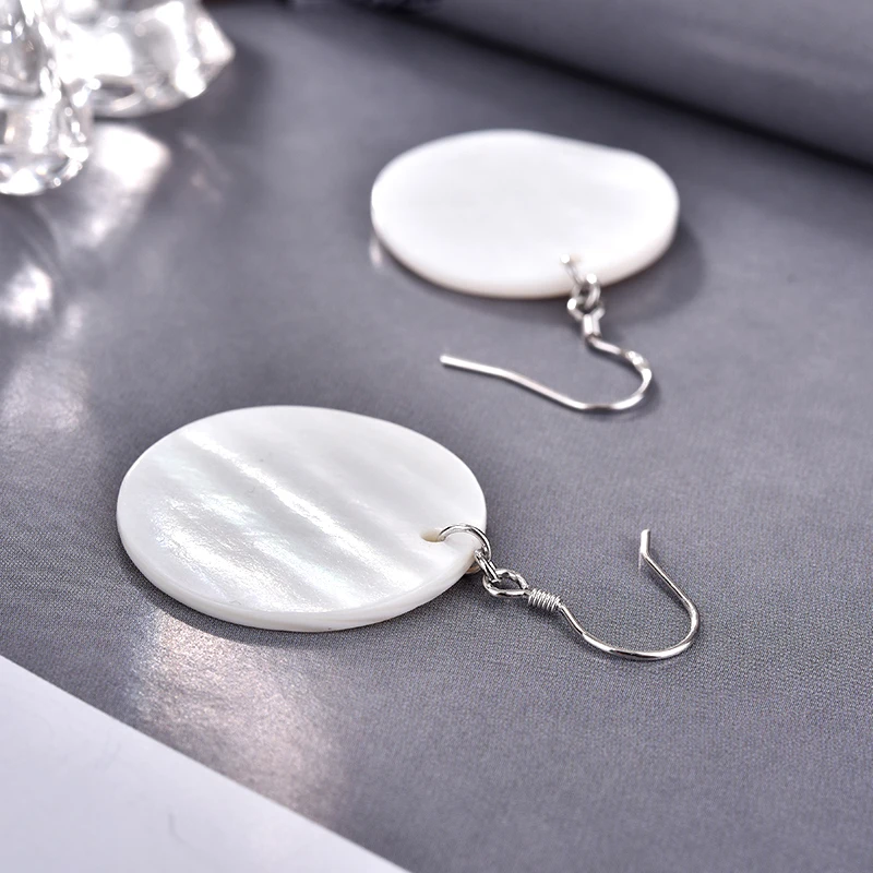 YANDA 925 Silver Round Shell Drop Earrings For Women Charming Bohemia Delicate Hook boucles d'oreilles Wedding Jewelry Girl Gift |