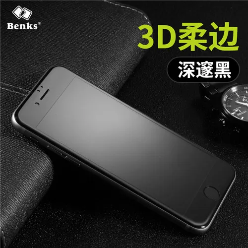 Black Для iPhone 7/7 8 Plus, закаленное стекло, защита экрана,, Benks, 0,23 мм, 3D, изогнутая, полное покрытие, защитная пленка, анти-взрыв - Цвет: Black
