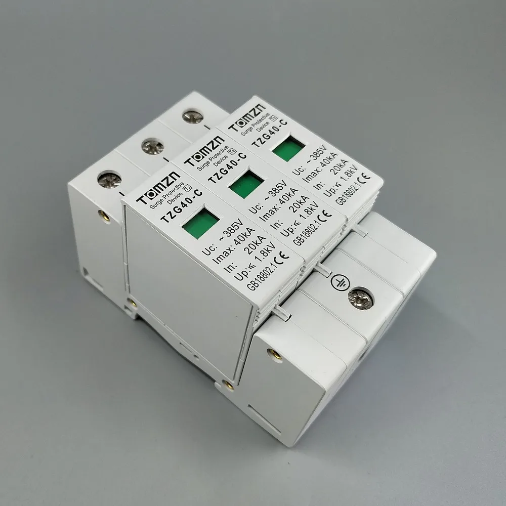 AC сглаживатель перепадов напряжения 3P 20KA~ 40KA C~ 385V дом Стабилизатор напряжения Защитная защита от низкого напряжения и коммутационных перенапряжений устройства