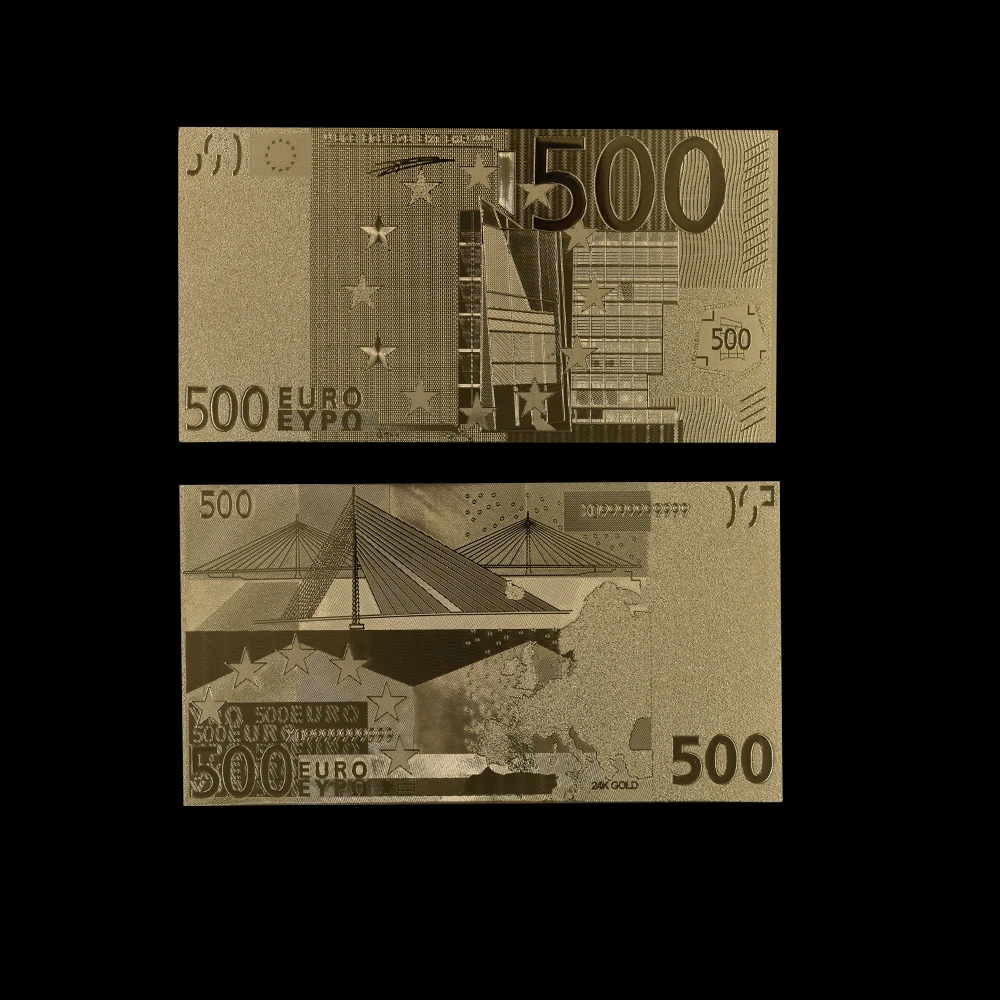 10 шт./лот. Золотой Банкноты евро комплекты 500 EUR золотых банкнот с покрытыем цвета