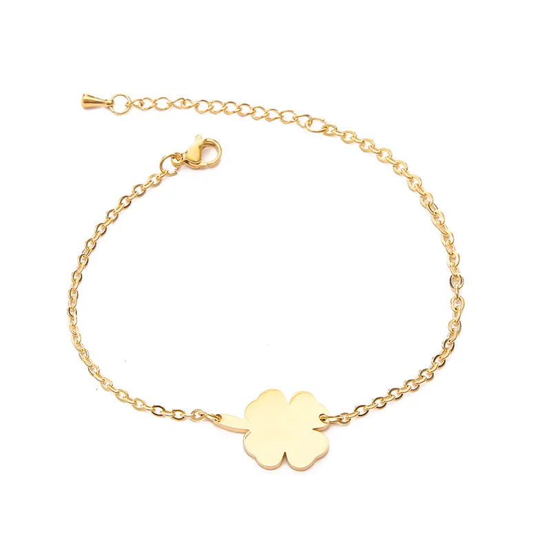 Браслет с клевером из нержавеющей стали четырьмя листьями для женщин лучшие