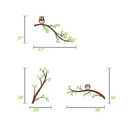 Белая Березовая елка Совы Наклейка на стену детская игровая комната съемное