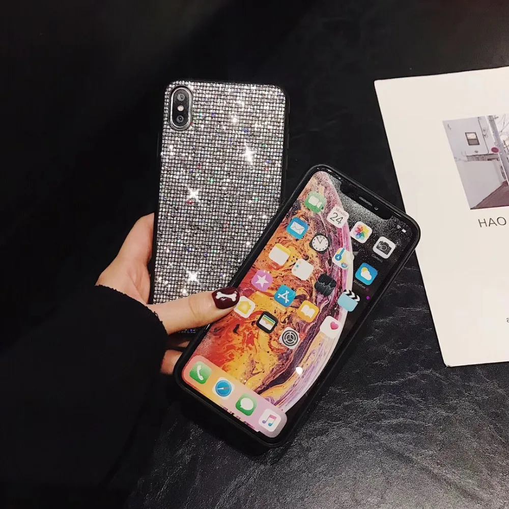Для iPhone 11 Pro Max чехол со стразами роскошный блестящий сверкающий Мягкий ТПУ