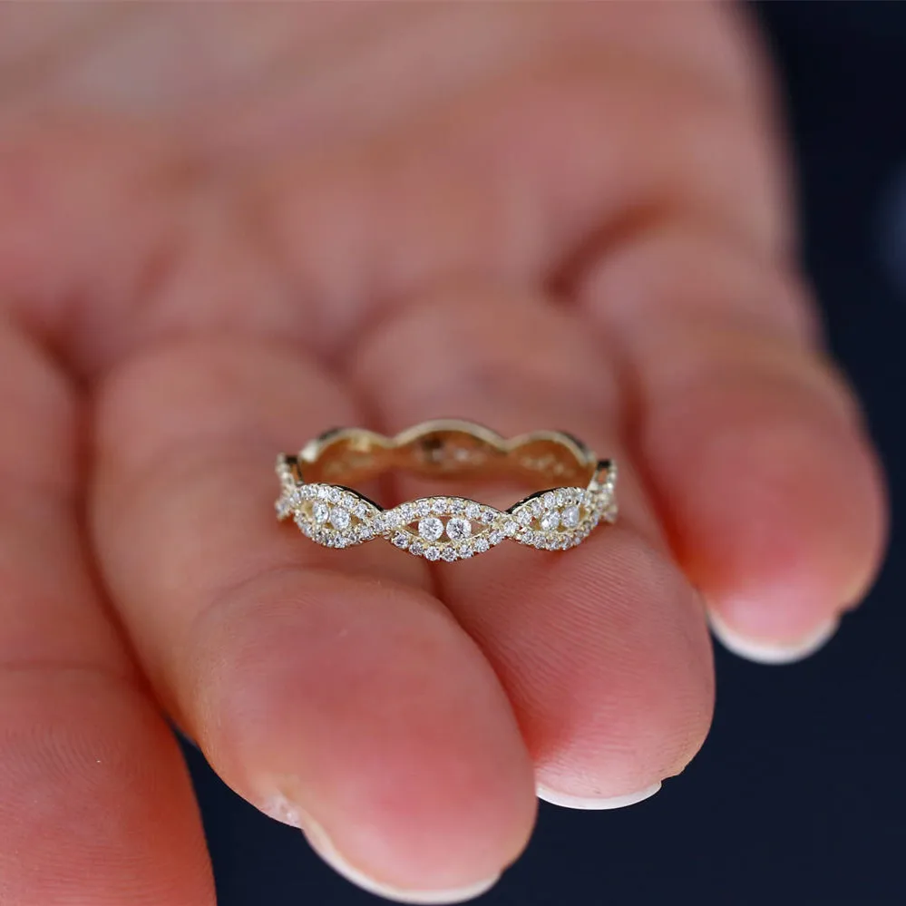LASAMERO круглая огранка 0.82CTW натуральный бриллиант 14k желтое золото вечность