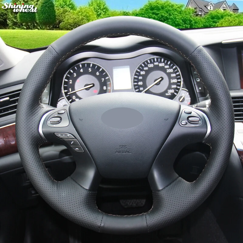 BANNIS черный кожаный чехол рулевого колеса автомобиля для Infiniti JX35 M35 M25 M56 Q70 QX60 Nissan