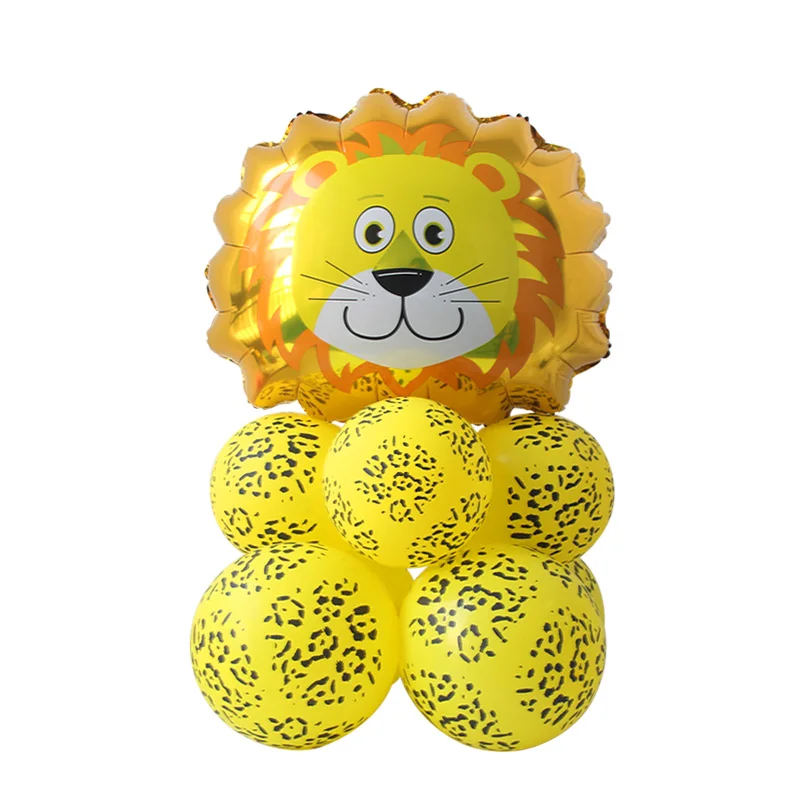 10pcs Balloons 1 Набор воздушные шары из фольги в виде головы животного тигра обезьяны льва гелиевые шары стенд День Рождения Вечеринка ферма тема латексный Декор поставки детские игрушки - Цвет: 10pcs Balloons