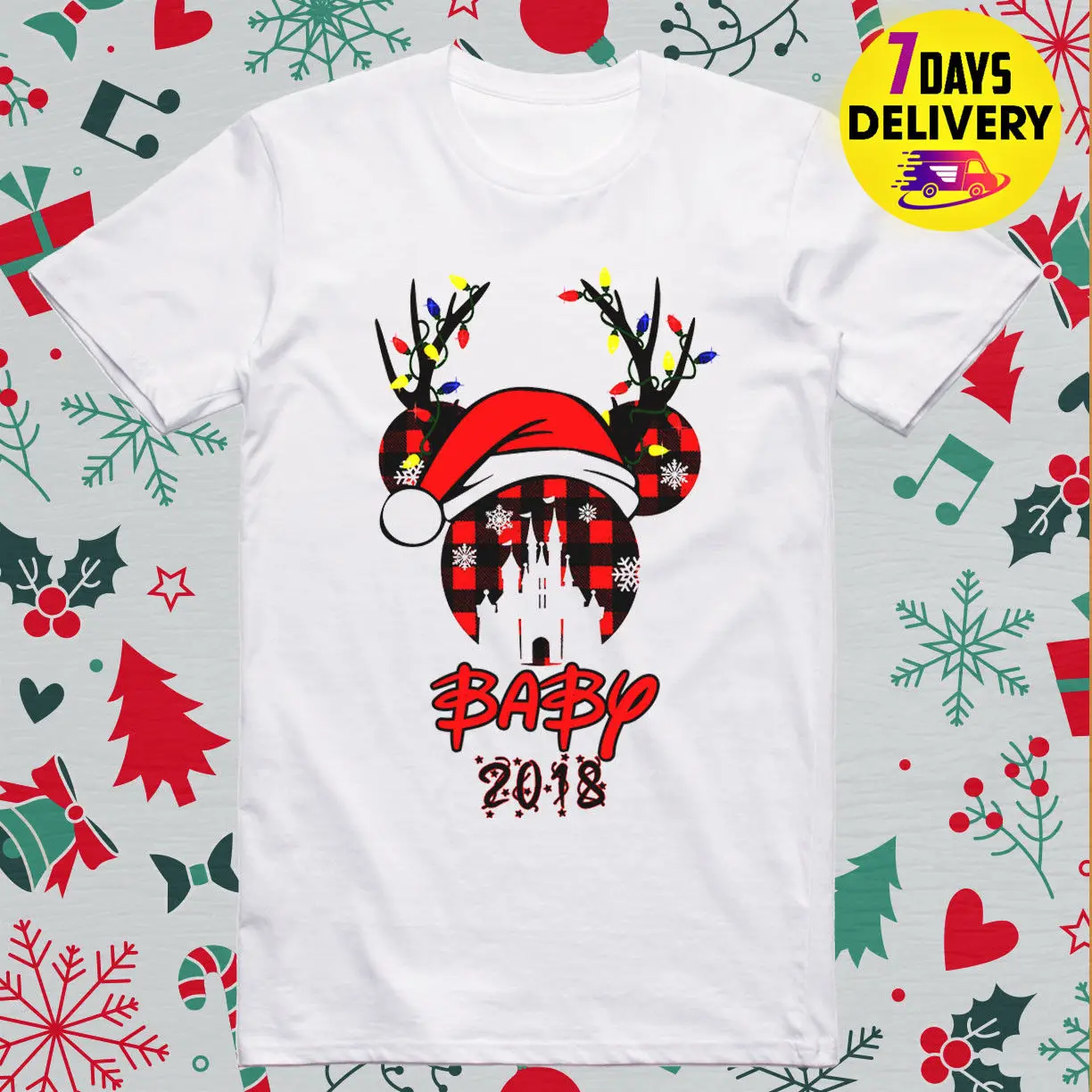 Дисней рождественские Семейные рубашки-Забавная детская Рождественская белая