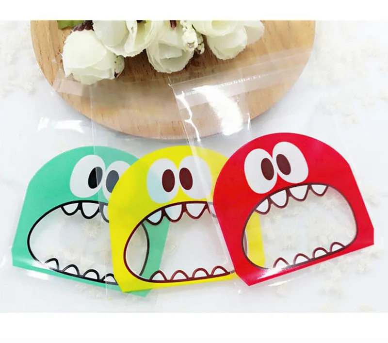 100 упаковок милый маленький монстр пластиковые пакеты для печенья самоклеющийся