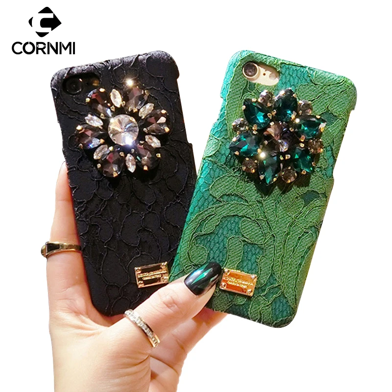 CORNMI стразами и кружевом под платье чехол для iPhone 7 8 7S 7G класса люкс с букетом на