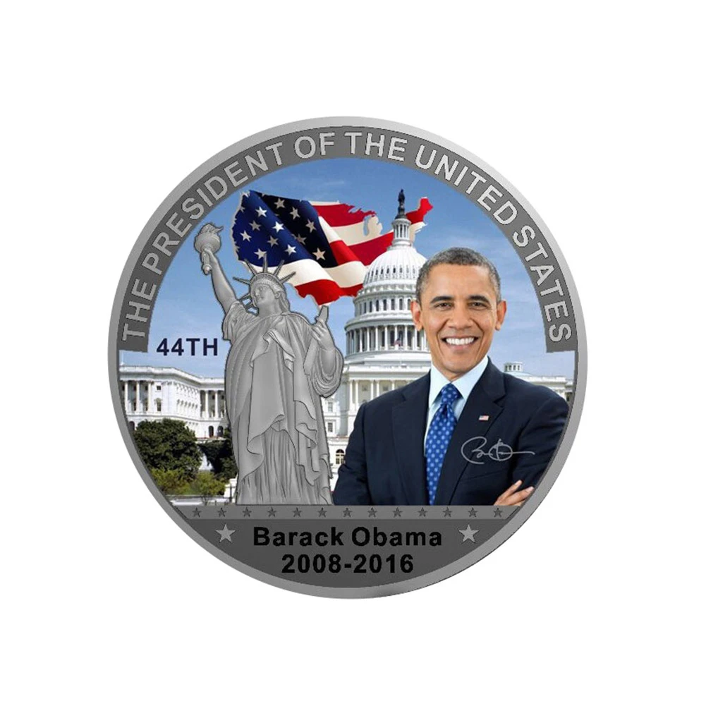 Серебряная металлическая монета американский президент Обама США Монета Белый