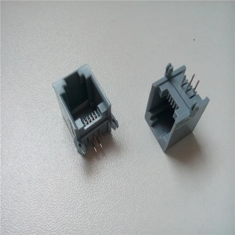 100pcs RJ11 6P4C 5521-6P4C RJ11 socket 4 core for telephone socket RJ11-90 Horizontal