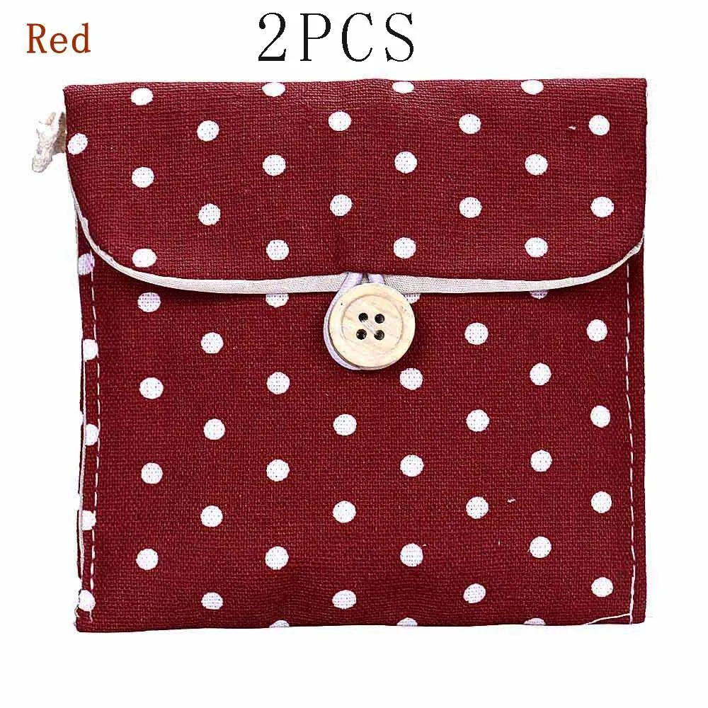 2PCS Red 1/2 шт. a19 Портативный в горошек Transer лучший подарок для девочки, хлопковый подгузник сумка для гигиенических прокладок упаковка дорожные органайзеры сумка для покупок - Цвет: 2PCS Red
