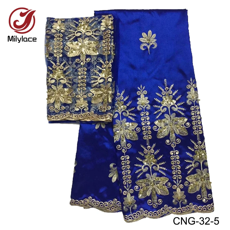 

Embroidery beads george lace fabric beautiful nigerian george lace fabric with sequins for dress 2 in 1 design CNG-32