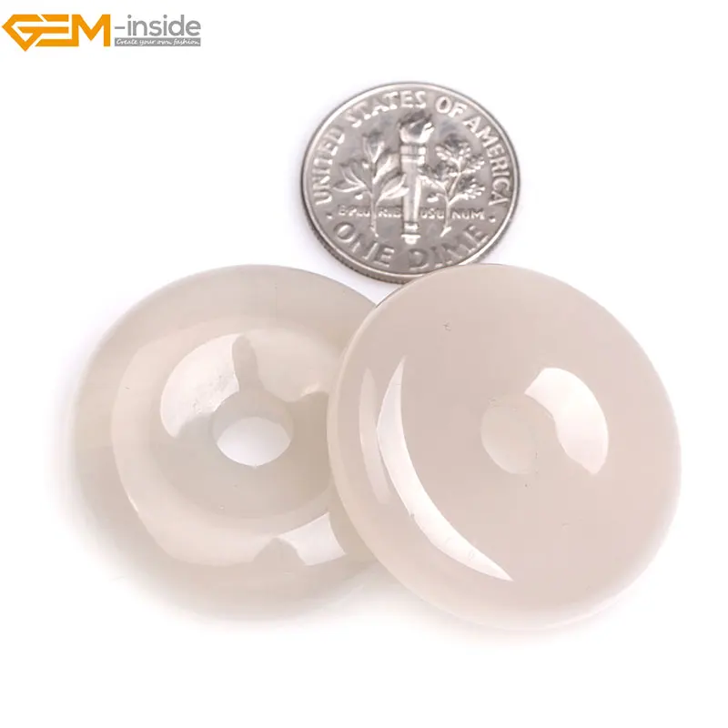 Драгоценный камень внутри натуральные кольца пончики серые бусы из камня Агата