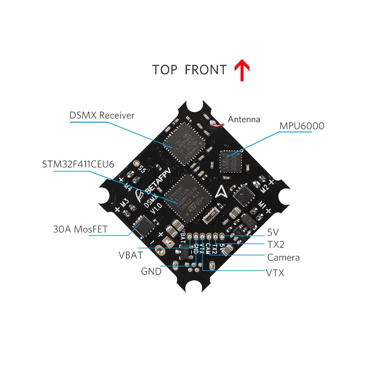 BETAFPV F4 FC 1S Матовый Контроллер полета DSMX/Frsky приемник ESC OSD Смарт аудио для крошечных