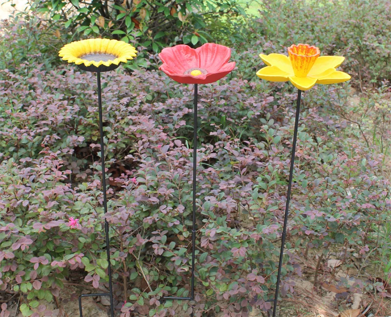 2 в 1 металлический цветок садовый декор Европейский Стиль открытый кормушка для