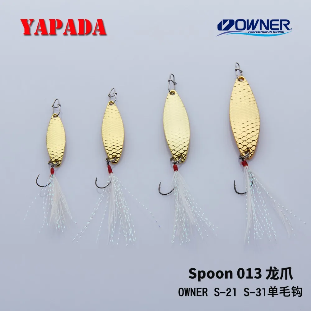 YAPADA Spoon 013 Loong glaw 2g-3g OWNER одинарный крючок + перо 32-38 мм многоцветная металлическая