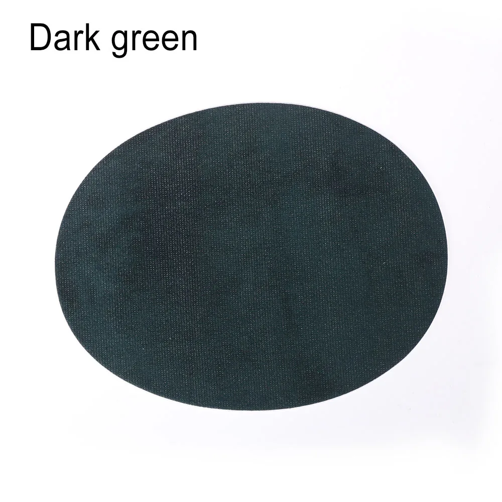 dark green 1 шт. 14*11 см замша ткань патч железо-на локоть колено патчи Овальный ремонт значки аппликаций DIY самоклеющиеся отверстие ремонт патч - Цвет: dark green