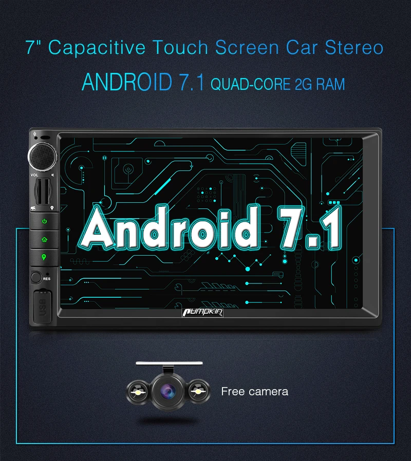 Тыква Android 7 1 стерео 2 Din универсальный автомобильный Радио gps навигация