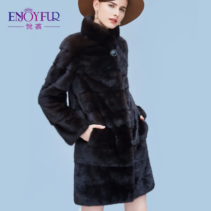 Enjoyfur из натуральной норки Мех Пальто и пуховики толстые теплые для зимы Для