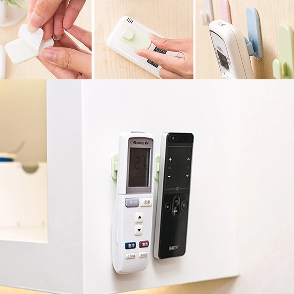 5PCS Self Adhesive Plastic Hooks Holder TV Remote Control Sticky Hook Hanger Air Conditioner Key Wall Storages Holders | Дом и сад