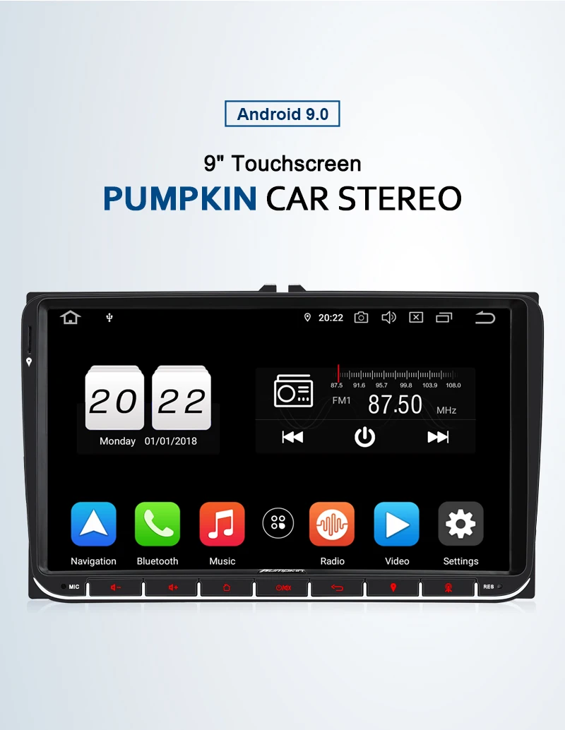 Тыква 2 din " Android 9,0 автомобильное радио с GPS навигацией для Volkswagen/Skoda/Golf/Passat стерео аудио без DVD плеер OBD2 DAB
