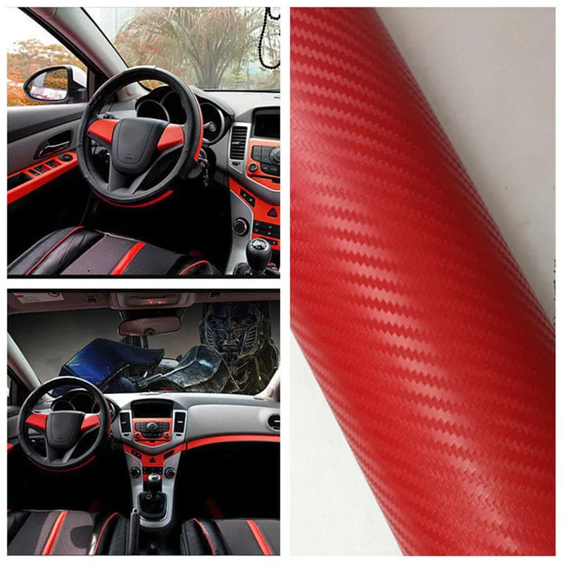 kongyide Car Interior Sticker Fashion 3D Carbon Fiber Vinyl Thickened Color Red Film For Motorcycle ap4 | Автомобили и мотоциклы