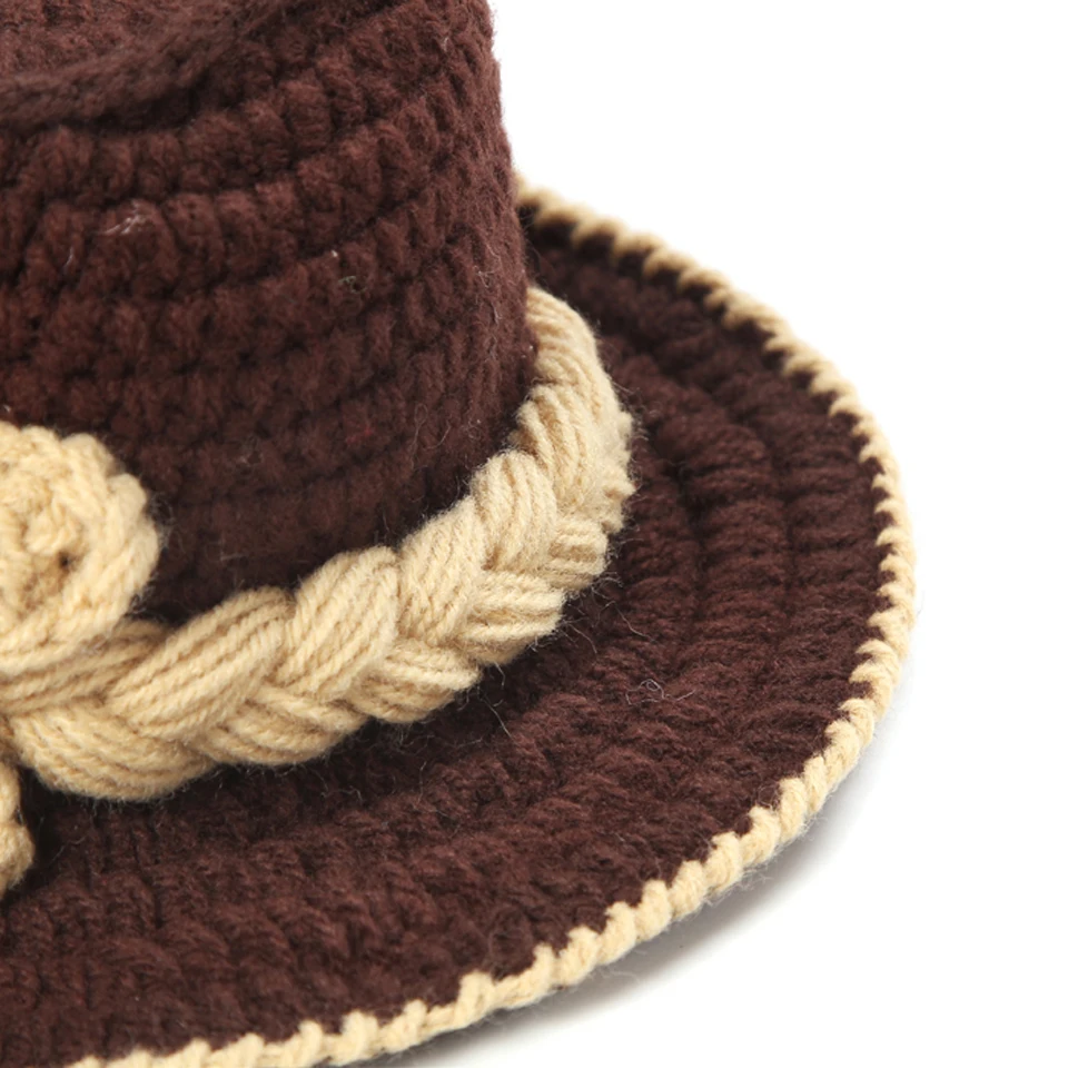 Stylish Western Cowboy Hat&ampBooties Set Newborn Boy Photo Photography Props Knitted Infant Cartoon Costume MZS-14026 | Детская одежда