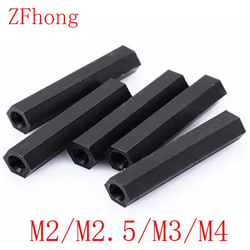 

50pcs m2 m2.5 m3 m4 female female black nylon hex standoff spacer