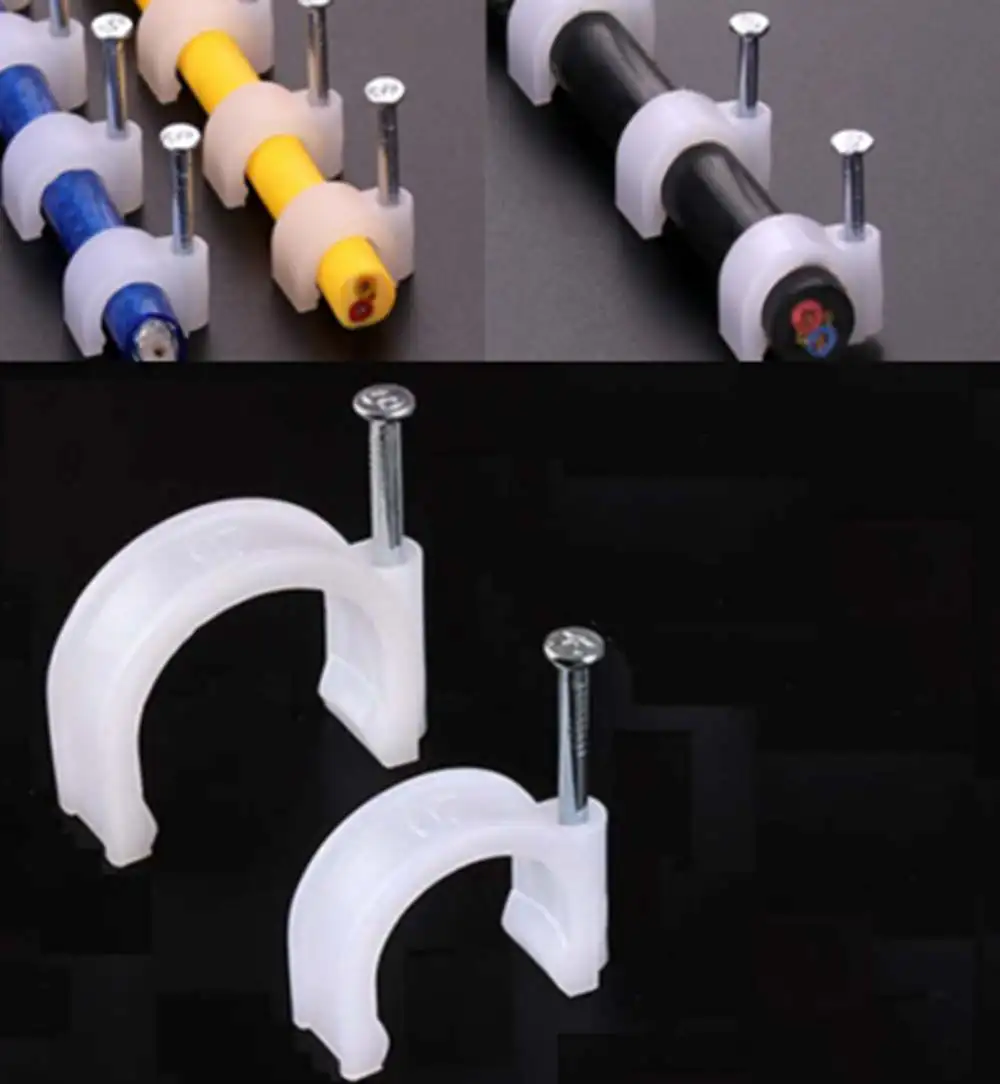 100 шт. плоские или круглые Кабельные Зажимы 5 мм с гвоздем U-образные гвоздями |