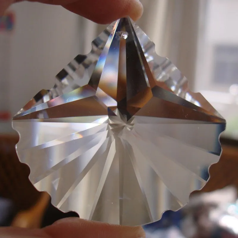 

10pcs/lot 38mm Sparkle Many Faceted Crystal Chandelier Prisms Hanging Glass Fan Shell Suncatchers For Chandelier Lamp+free rings