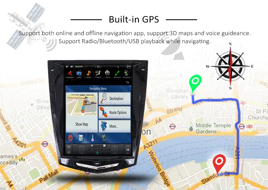 Tesla 2 DIN Android 8.110.4 ''автомобиль радио gps навигации плеер для Cadillac ATS/ATSL/XTS/SRX от АТС ХЦ 2013 стерео блок