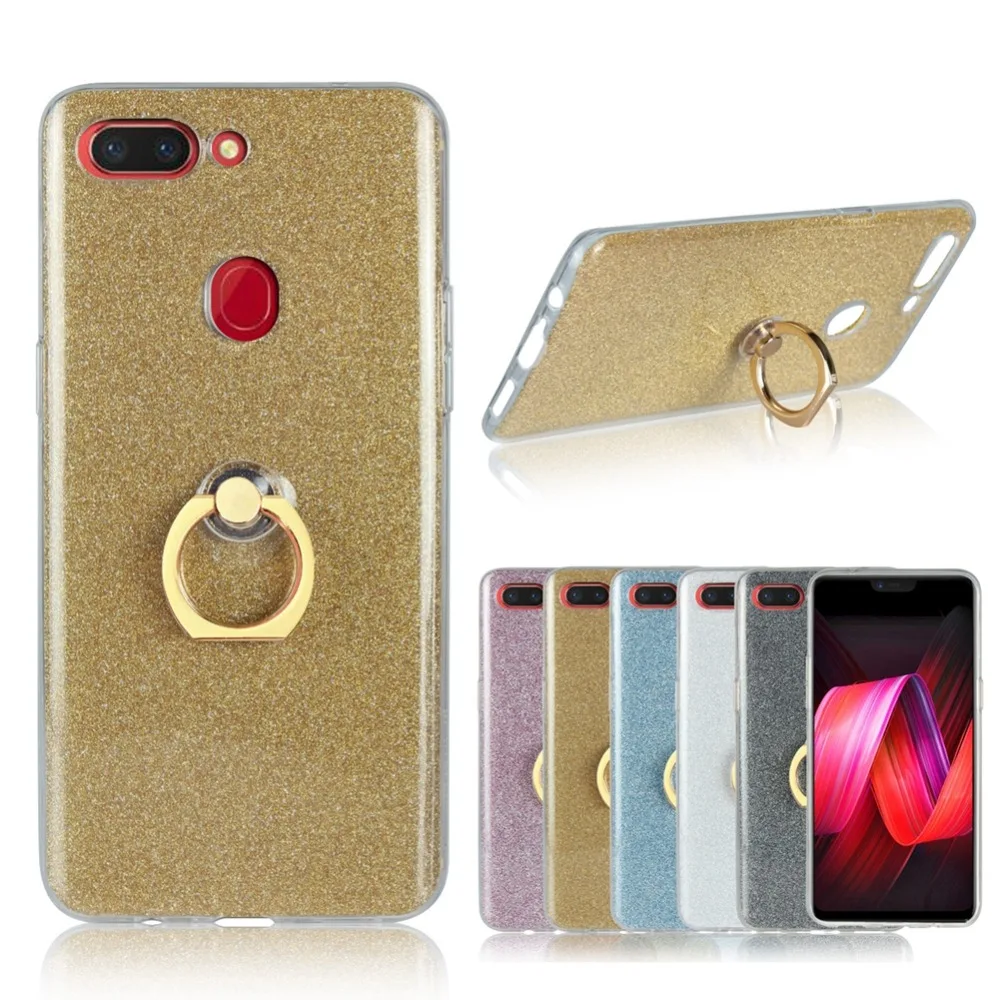 Чехол для OPPO R15/R15 Pro/R15 Dream мягкий TPU с кольцом пальца подставкой блестящий чехол