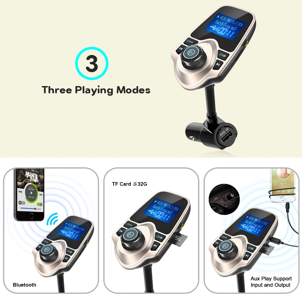 Nulaxy Автомобильный MP3 плеер FM передатчик Bluetooth гарнитуры car Kit модулятор для iPhone 8 с