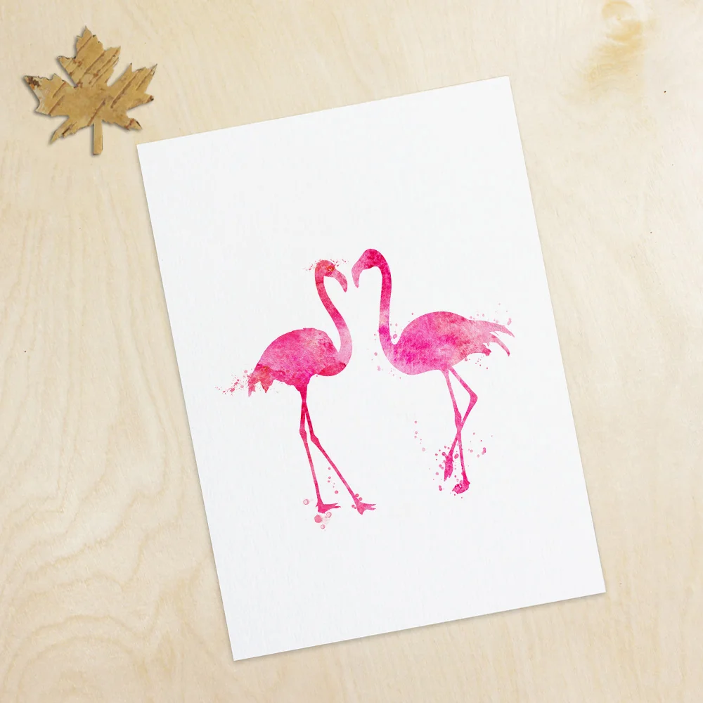 Фламинго пара художественный принт современное искусство Декор розовый