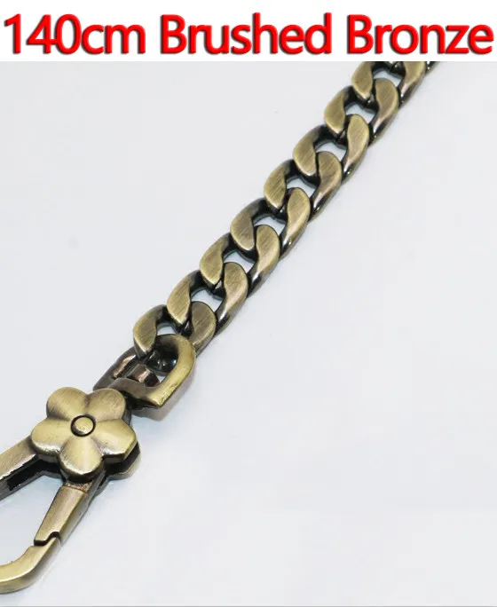 140cm Brushed Bronze DIY металлическая сменная цепь, наплечная сумка, ремни 9 мм, золото, серебро, черный пистолет, матовая бронза, сумочка, кошелек, ручка, высокое качество - Цвет: 140cm Brushed Bronze