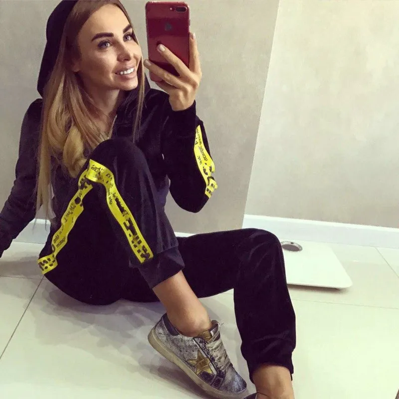 Brand Female Hoodies and Pants Set Women Long Sleeve Hooded Sweatshirt Tracksuit Sweat Coat Autumn Casual Sportswear 2 Piece Set