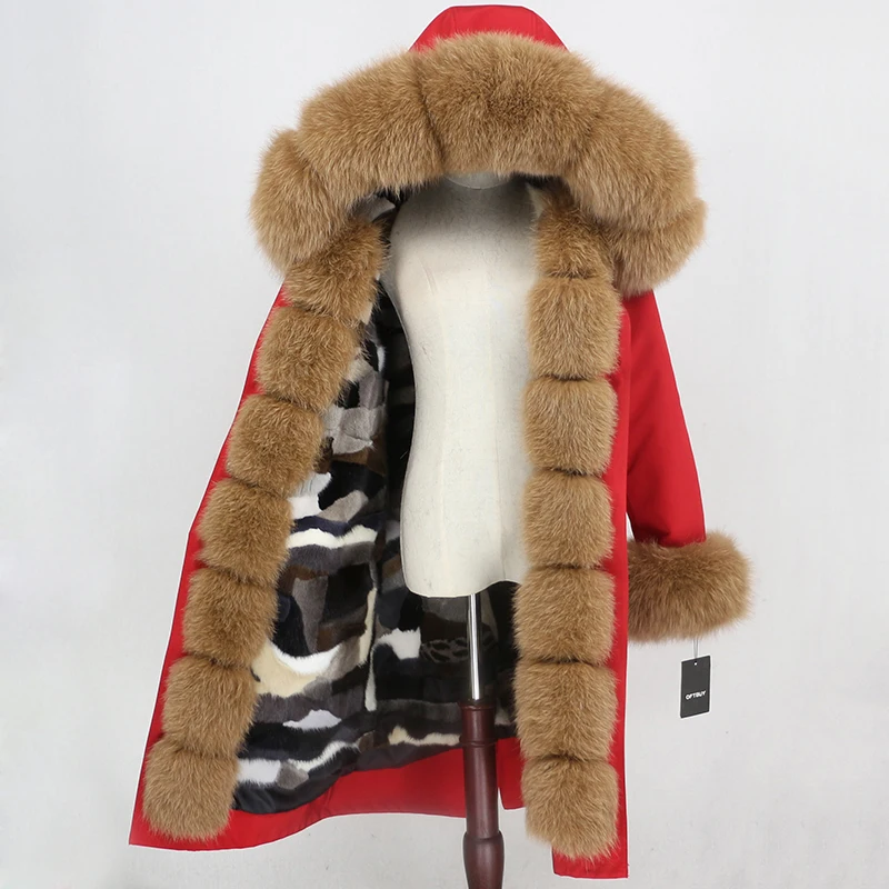 OFTBUY X-long Parka водонепроницаемая верхняя одежда зимняя куртка женская шуба из натурального меха енота Капор из норки съемная меховая подкладка