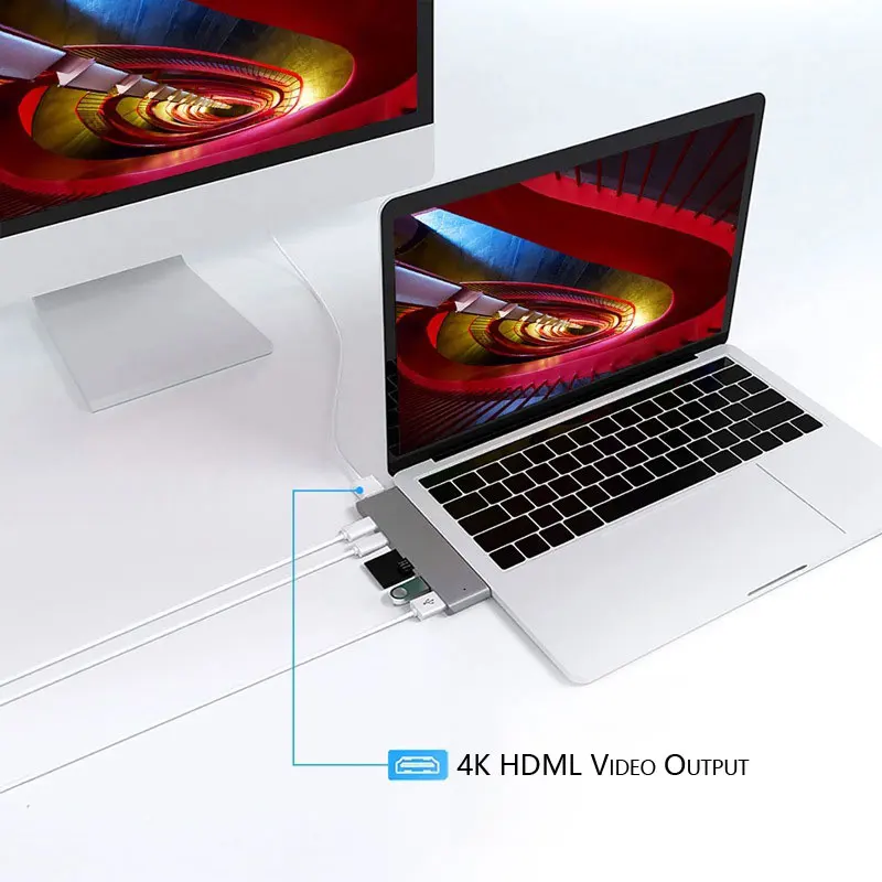 Usb c type концентратор Thunderbolt 3 usb к HDMI 2 0 4K конвертер USB3.0 * 5A 100W PD Быстрая зарядка для