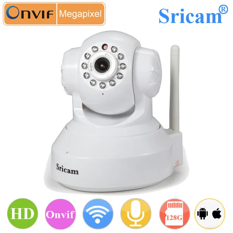 Sricam SP012 белый 720 P 1.0 мегапикселя Беспроводной ONVIF безопасности IP Камера Wi Fi