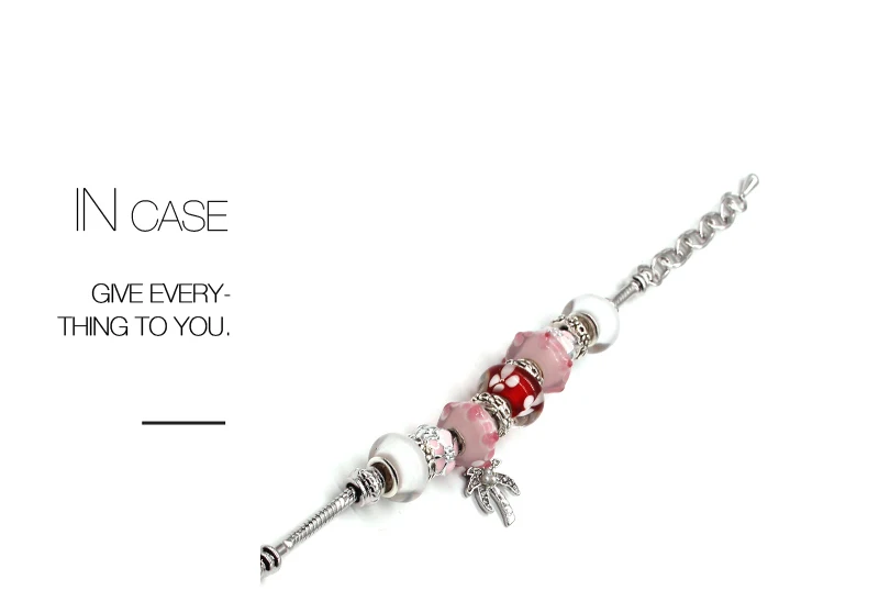SANYU Fit Pandora браслет стиль розовый Романтическая любовь глазурь бусины характерные подвески ювелирные изделия браслеты для женщин BR-1694