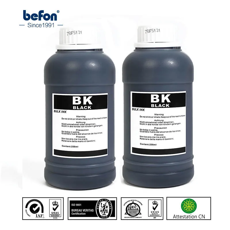 

befon 250ml Refilled Dye Universal Ink Kit Compatible for HP Canon Epson Brother Deskjet Printers Tank Ink Cartridges CISS Ink