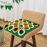 hand crochet hook lace sunflower pillowcase cushion diy table mat sunflower pillowcase hollowed green shooting props 4040cm