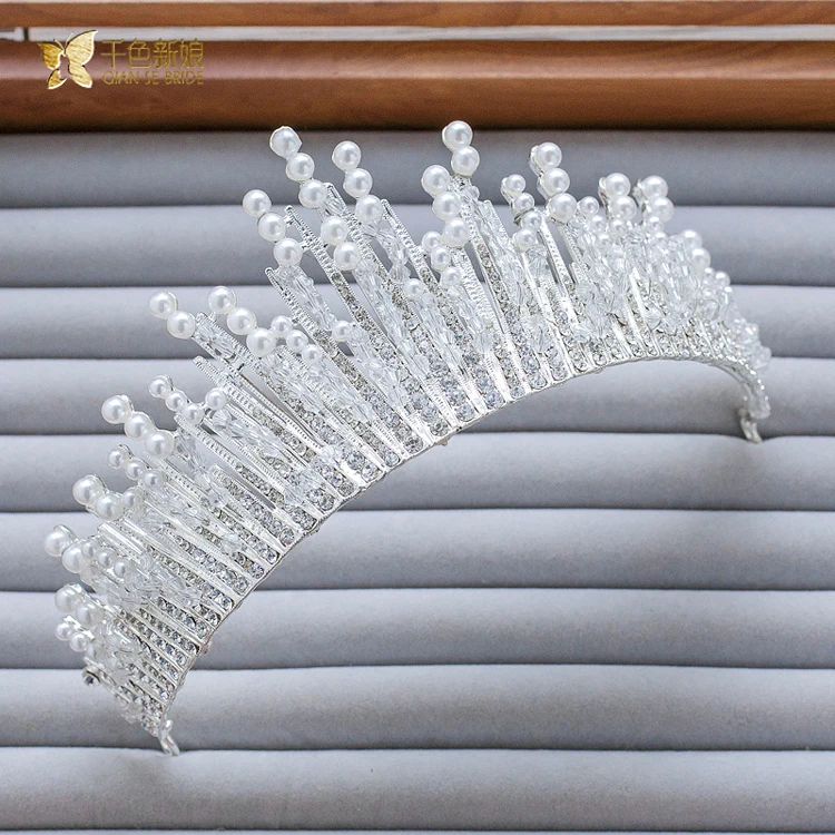 Белый Ретро дворец короны tiara свадебные украшения кристалл кистями аксессуары